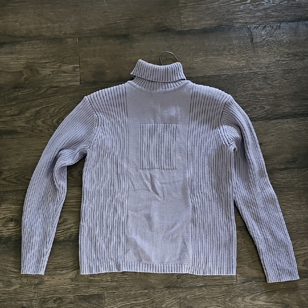 VINTAGE Jones Wear Lavender Ribbed Turtleneck Sweater Womens Large 80's Knit